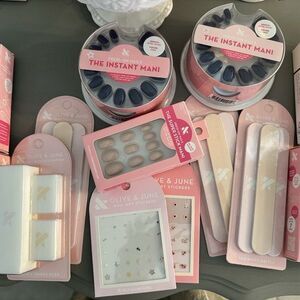 Olive & June Extra Short Press On Nail Bundle With Nail Stickers and Files